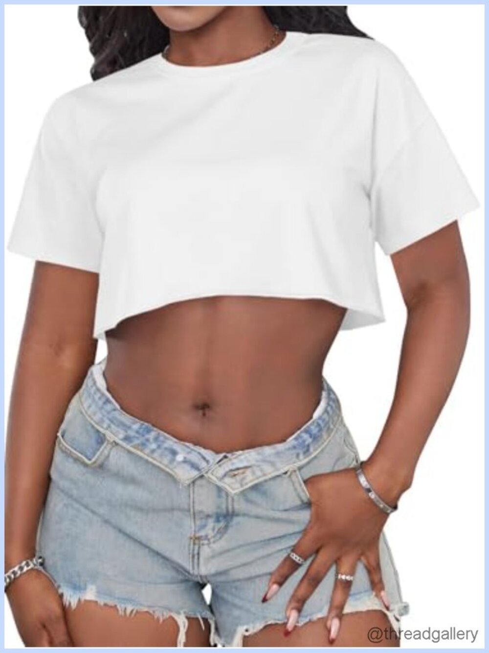 Oversized Crop Top Short Sleeve Crew Neck Tee Loose Fit Summer Basic